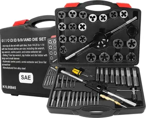 51-Pc 1/4-20 to 1-14  Tap and  Set SAE Round Threading Dies for Threading and Rethreading Internal and External Threads