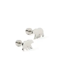 Screwback Stud Earrings - Bear Silver