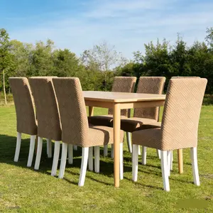 Classic Stretch Fiber Jacquard Dining Chair Cover, Elastic Strap Slipcover, Pet Friendly, Detachable, All Seasons, Chair Covers Set
