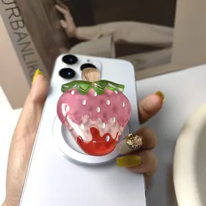 Korean Cute Colorful Strawberry Phone Holder Griptok Support For iPhone Samsung Cases Grip Tok Socket Bracket Girl Gift