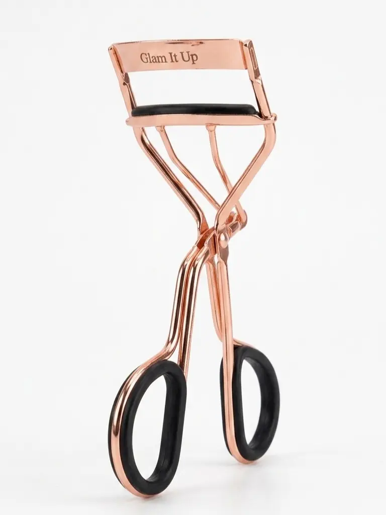Glam It Up Beauty Rose Gold Eyelash Curler, a Curl Enhancing Kit for a Long-Lasting Lift in Your Beauty Routine, Includes 5 Silicone Pads & Brush, Night Out