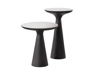 Modern Drum Bronze Marble Nesting Table