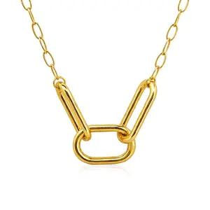 Paperclip Connector Necklace 925 Sterling Silver 14k Gold Plating