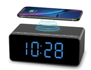 ROOMWELL Smart Bluez Digital Alarm Clock with Bluetooth, Dual Alarm Bedside Clock with Charging Programmable Sleep Timer and Stereo Speaker, Wireless for iPhone and Android