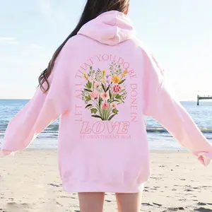 Jesus Loves You Hoodie – Trendy Christian Hoodie with Bible Verse on Back, Aesthetic Faith Apparel for Women, Back to School Gift