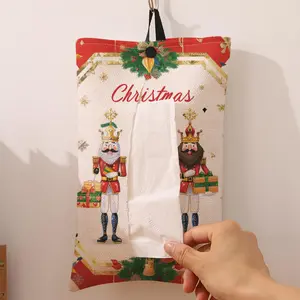 Christmas Themed Toilet Paper Bag, 1 Count Creative Nutcracker Pattern Paper Holder, Lovely Toilet Paper Bag, Home Decoration, Bathroom Accessories