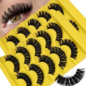 10Pairs/2Pack Lashes DD Curl Russian Lashes 3D Faux Fake Eyelashes Reusable Fluffy Russian Strip Lashes eyelash extension Cosmetic False Lashes