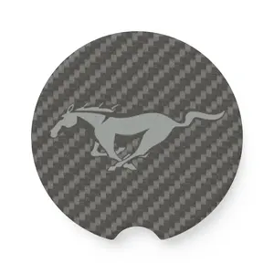 Ford Mustang Soapstone Car Coaster, Carbon Fiber Design, Auto Accessories, Gift for Car Enthusiasts