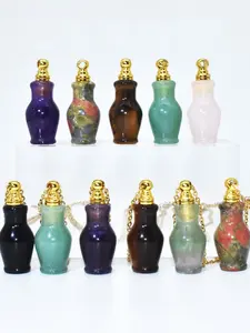 Crystal Glass Essential Oil Bottle Pendant Necklace, Aromatherapy Diffuser Jewelry for Women & Men, Elegant Home Decor Gift Idea