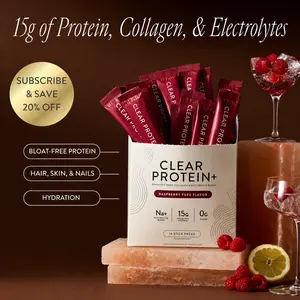 Arrae Clear Protein+ |  15g Grass Fed Whey, Collagen, & Electrolytes Protein | Rasberry Yuzu Flavor| 14 Stick Packs Edible Dietary Supplement Healthcare Fitness Muscle Optimum Fiber