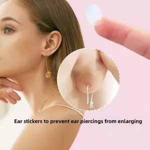100 Pads 10 Sheets Invisible Lobe Protection Stickers, Lightweight Transparent Ear Piercing Pull-Proof Guards, Ear Stud Earring Support