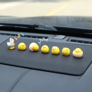 Cute Eggshell Chicken Figurine Car Dashboard Screen Decor, 7-Piece Set, Rearview Mirror Console Accessories, Creative Resin Craft, Car Ornament