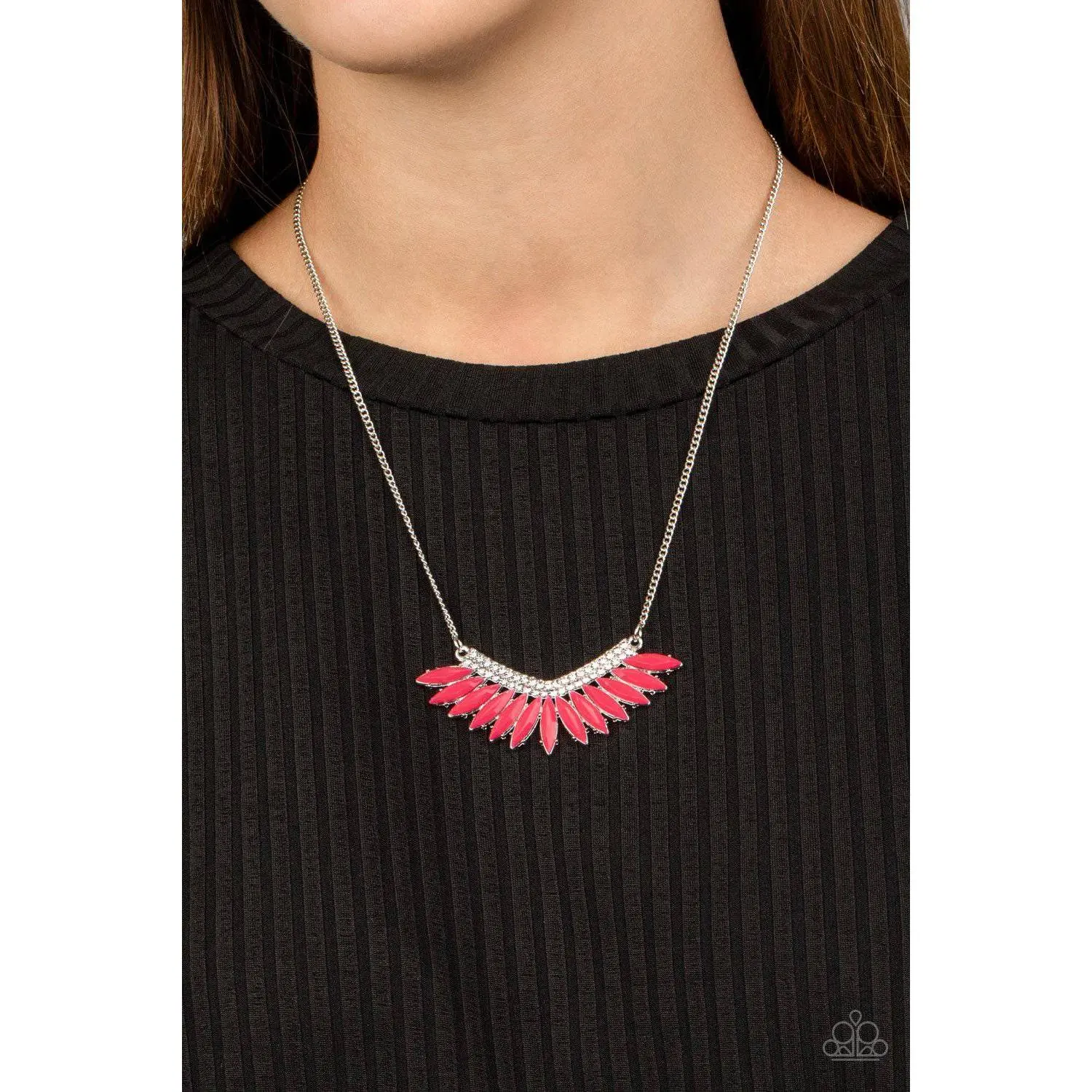Extra Extravaganza - Neon Pink Bead Rhinestone Necklace - Paparazzi Accessories