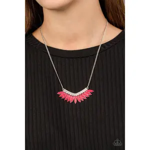 Extra Extravaganza - Neon Pink Bead Rhinestone Necklace - Paparazzi Accessories