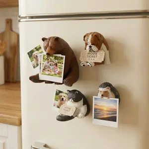 4-Piece Cute Warm Series Japanese Style Sleeping Zoo Animal Figure Fridge Magnets, Iron Magnetic Refrigerator Stickers, Photo Magnets