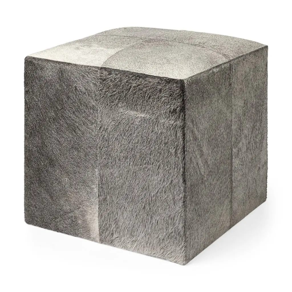 HomeRoots 394248 20 in. Wool Cube Ottoman, Gray, Cube Footstools & Ottomans, Ottoman Style Footstools & Ottomans, Footrest, Multi-Purpose Footstools & Ottomans