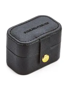 Sterling Forever Travel Ring Case for Women – Faux Leather Mini Jewelry Organizer with 4 Slots – Compact Storage Box for Rings & Earrings