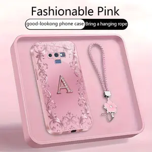 Suitable for [Galaxy Note9] high-end women's phone case🥰，free four-leaf clover lanyard included—choose any one of the 26 letters. Drop-resistant and fingerprint-proof. YM99