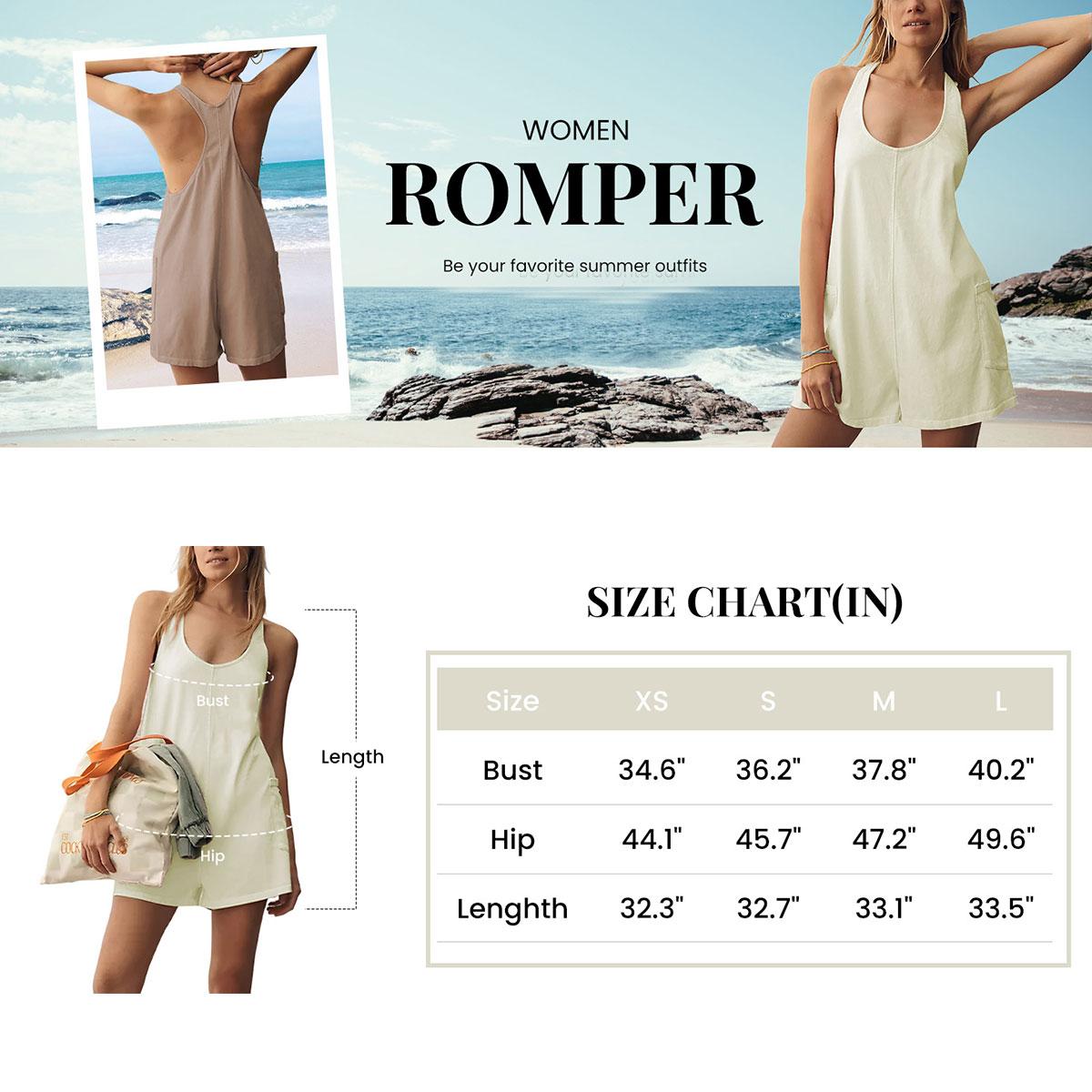 Rompers for Women Summer Outfits Casual Sleeveless Workout Relaxed Beach Jumpers Short Jumpsuits with Pockets#TikTokShopBacktoSchool