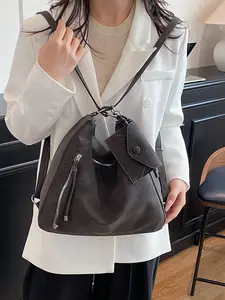 Elegant Retro Versatile Bag, Large Capacity Commuter Fashion Backpack, Shoulder Crossbody Handbag, New High-End Design, Zipper Backpack
