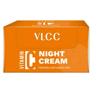 VLCC Vitamin C Night Cream - Face Moisturizer Hydrating Soothing with Hyaluronic Acid and Rosehip Oil - Face Cream for Nourished Skin - Overnight Moisturizer - 1.76 oz