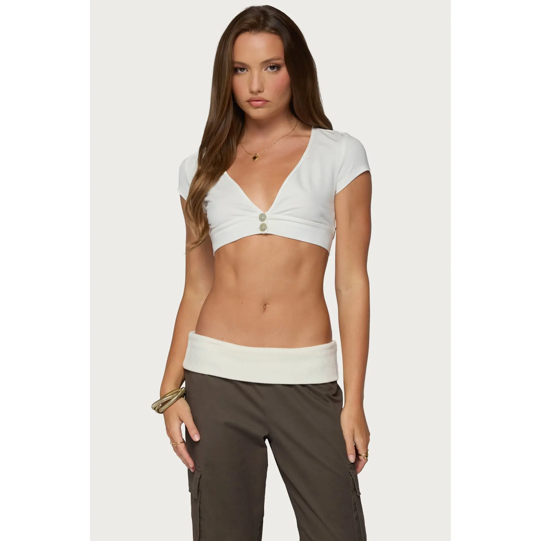 Cecey Button Up Crop Top
