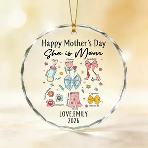 [PLS NOTE CUSTOM] Personalized Mother's Day Glass Ornament Bible Verse Keepsake Gift for Mom