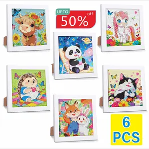 6-piece cartoon handcrafted DIY diamond painting set, suitable for beginners of all ages (adults or children), for home decoration, and as gifts for various festivals