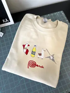 Festive Peru flag and icon Embroidered Sweatshirt