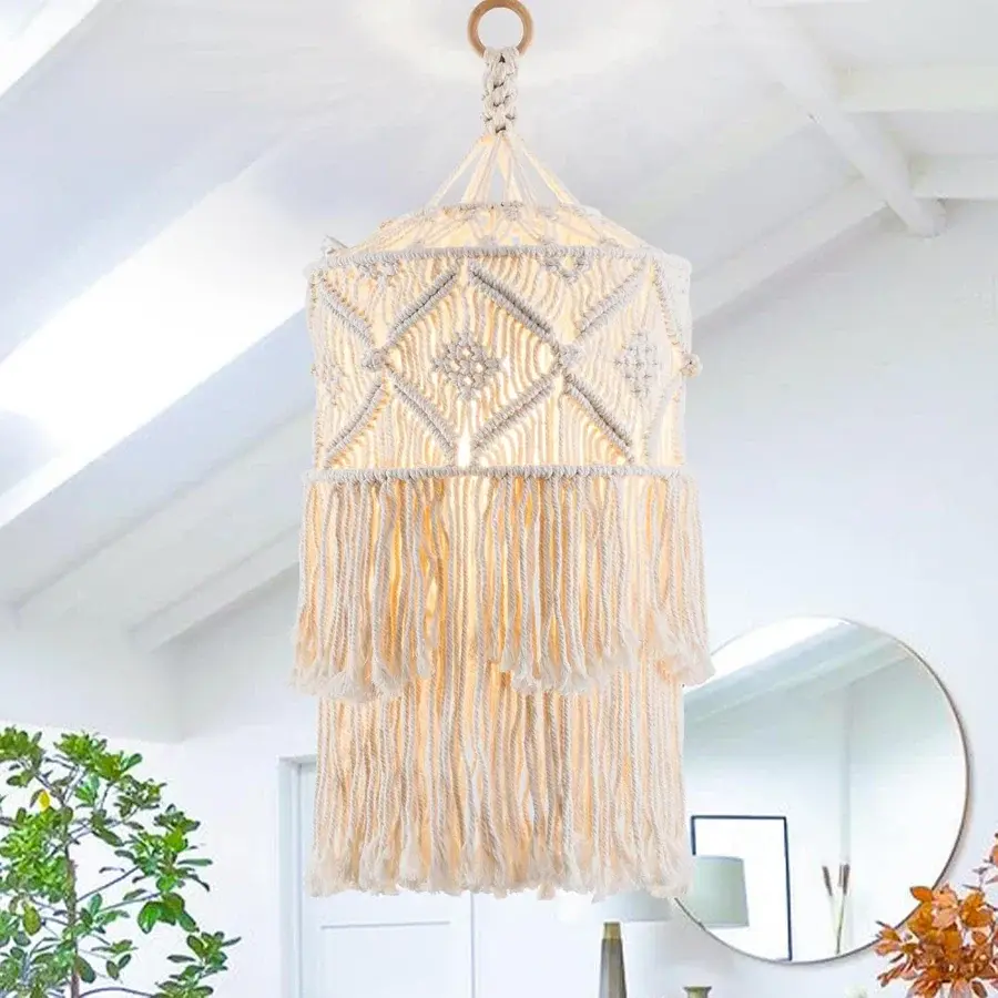 Boho Macrame Wall Hanging Chandelier – Handmade Home Decor
