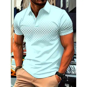 Men'S Casual Comfort Short Sleeve Polo Shirt with Black Diamond Print - Soft Stretch Fabric, Button-Up, Regular Fit for Spring/Fall, Casual Attire | Casual Style | Slight Stretch Fabric
