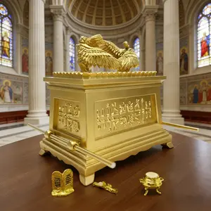 Luxury Vintage Carved Decorative Set with Ten Commandments Slate, Hebrew Text Design, Perfect for Display Cabinet, Entryway & Study, Home Decor Statue