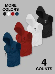 Men's Solid Color Tropical Hooded Tank Top, Regular Fit Casual Sleeveless Top for Daily Wear, Men's Clothes for All Seasons, Sweatshirts, Casual Fashion Comfy