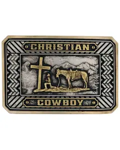 Montana Silversmiths Men's Men'S Beaming Christian Cowboy Attitude Buckle - A898