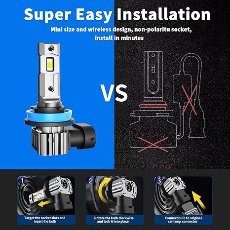 Rimthin LED Headlight Bulbs 9005/HB3/9006/HB4/H11/H9/H8/H7/H4/H13 6000K White 32000LM Super Bright High/Low Beam 1-Year Warranty