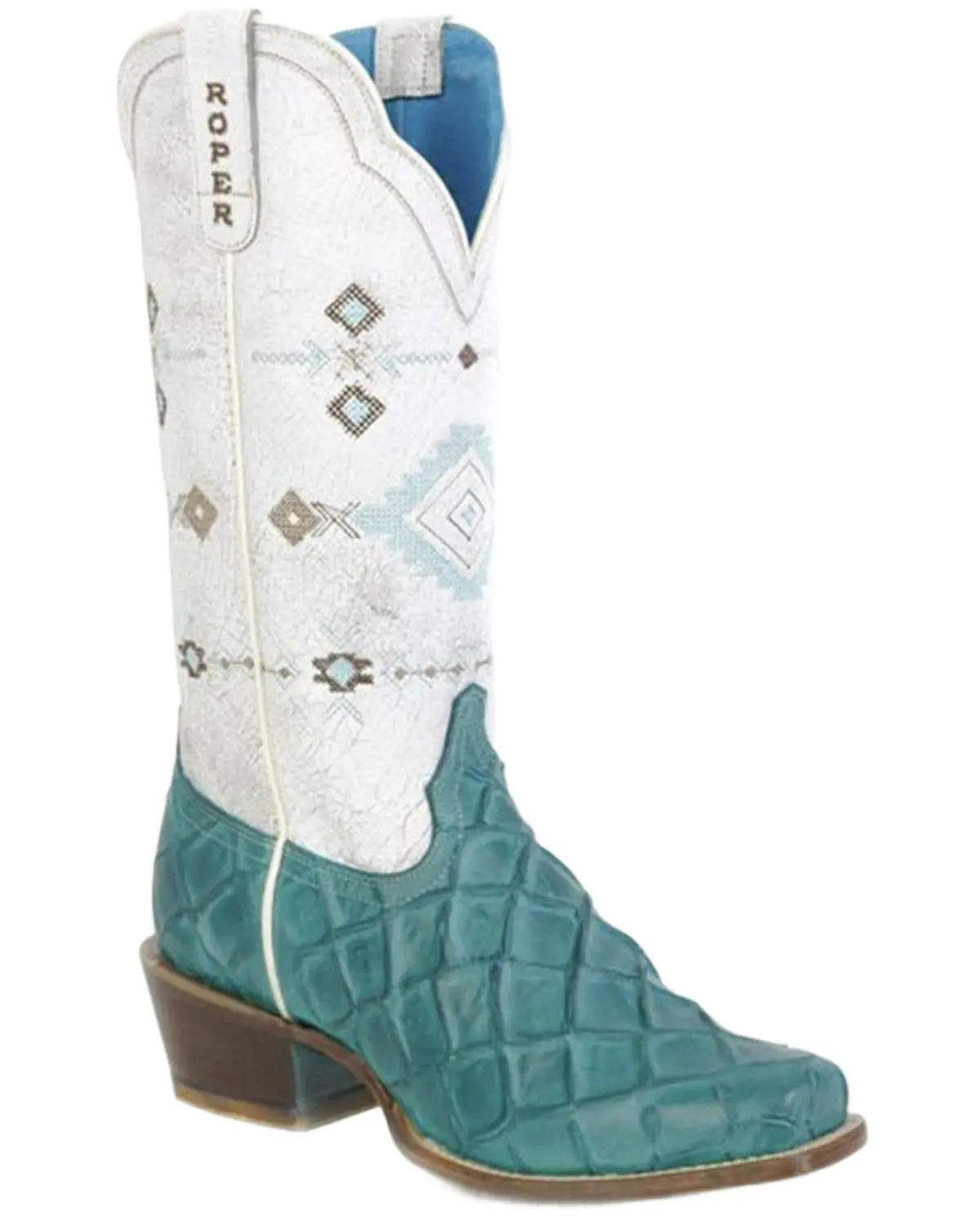 Women's Women'S Embossed Pirarucu Western Boot Square Toe - 09-021-8920-8744 Bu