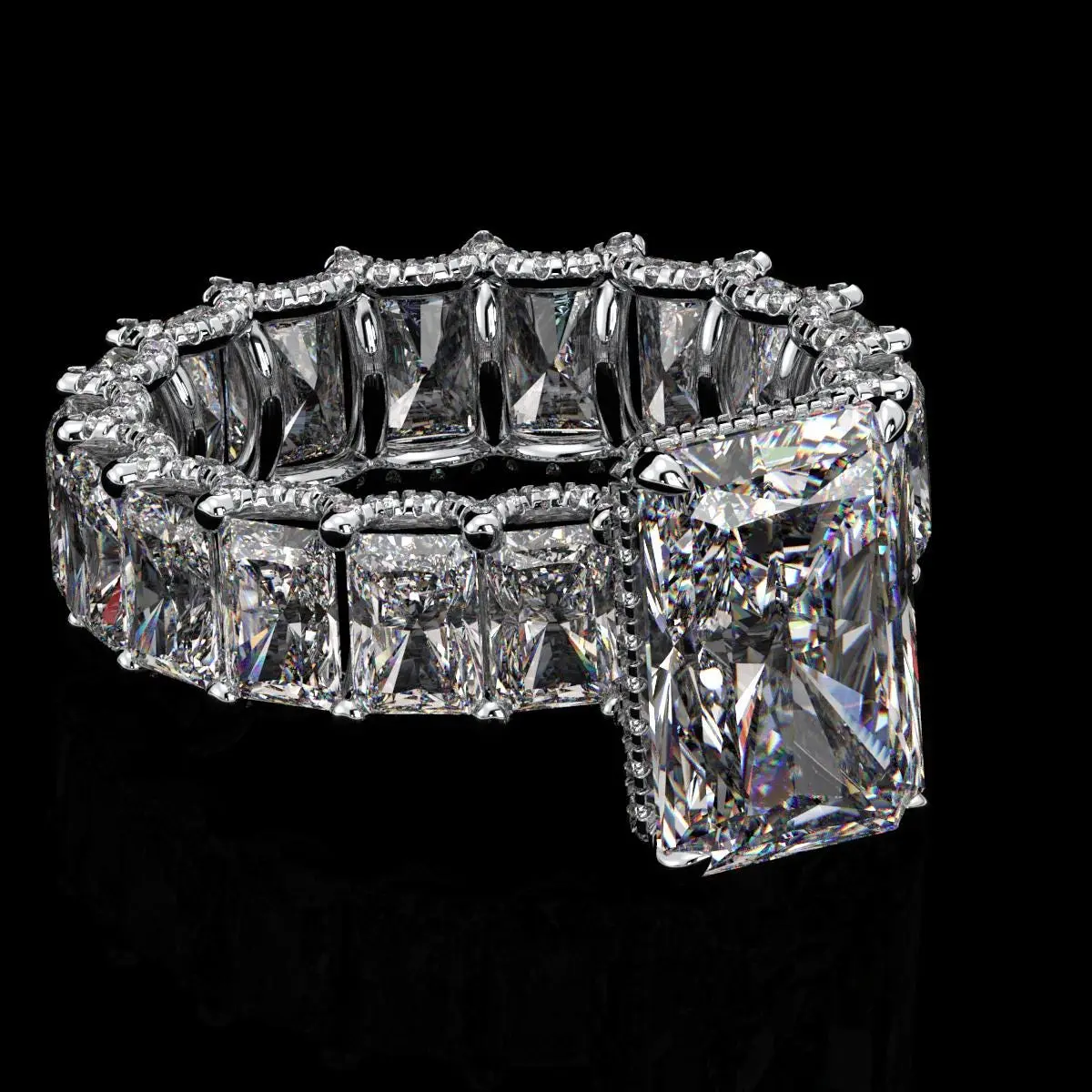 15.6 Carat Radiant Cut Moissanite Engagement Ring 18K White Gold Plated