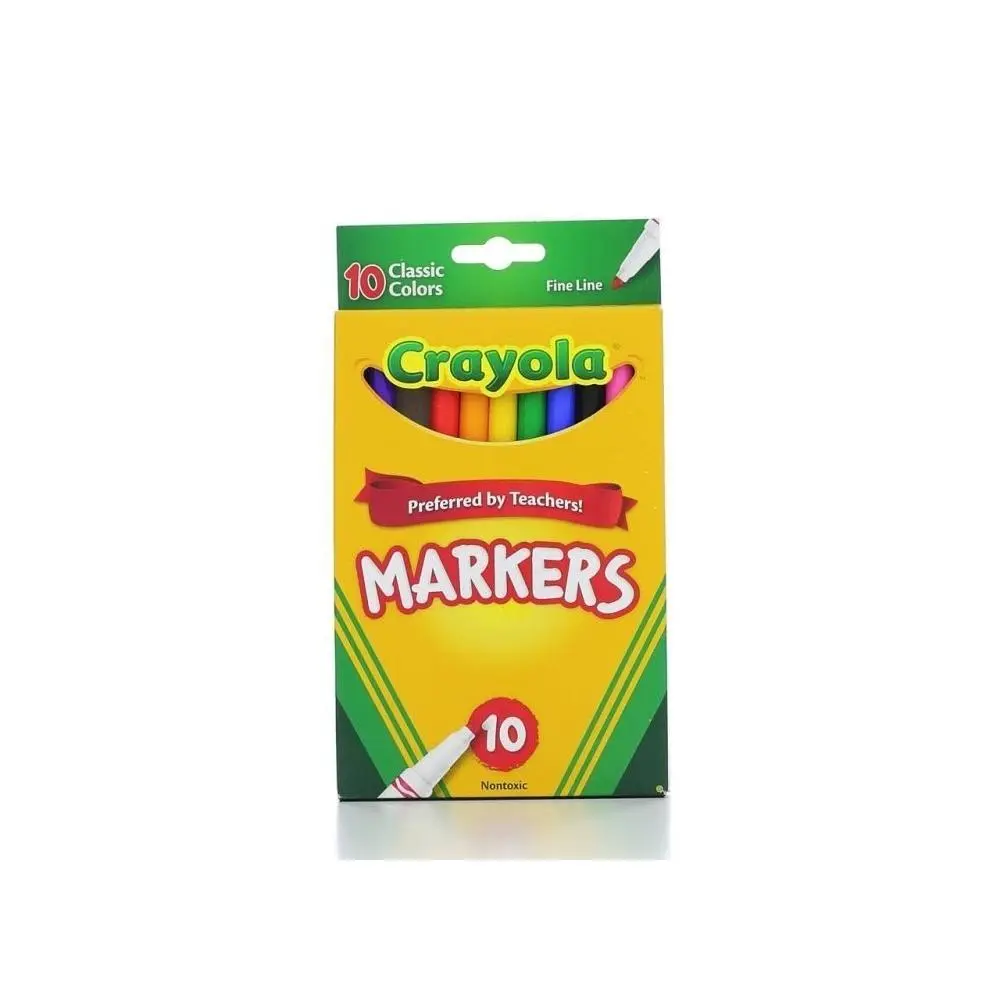 Crayola 58-7726 Classic Fine Line Markers Assorted Colors 10 Count, 2 Pack