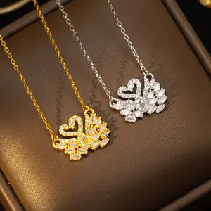 Elegant Swan Pendant Clavicle Necklace for Women, Sparkly Swan Accent Chain for Formal Events & Daily Wear, Lightweight Comfortable Statement Necklace That Matches Any Outfit, Skin-Safe Non-Fading Necklace for Bridal Shower, Prom, Night Out