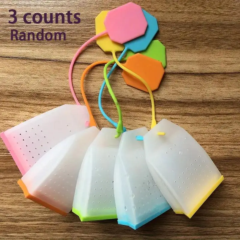 Random Color Silicone Tea Infuser, 3 Counts Tea Strainer for Loose Leaf & Herbal Teas, Tea Making Tool for Home Office Use
