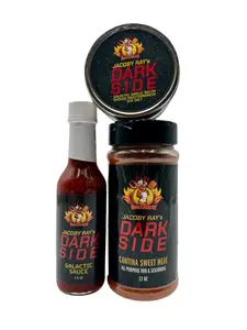Jacoby Ray's Dark Side Bundle - Cantina Rub, Salt, & Sauce for BBQ Lovers - Sweet, Spicy, Savory Flavor Arsenal - Perfect for Grilling, Smoking, Roasting - Gift-Ready Packaging - Garlic
