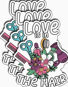 (3Pcs) Love is in The Hair Sticker, Hair Hustler Hairdresser Barber Decals for Men Women Adults  J