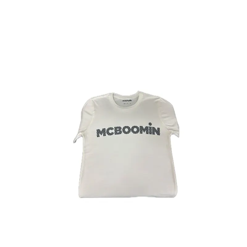 Mcboomin White T-shirt for Men and Women  Crewneck Top  Comfort Casual wear with Bold MCBOOMIN Print