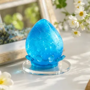 Dreamy Sparkling Blue Water Drop Squishy, Ultra-Soft Jelly Squeeze Toy with Glitter Filling, Charming Water Droplet with Crown Base Detail, Viral TikTok Fidget with Slow Rebound, Whimsical Ocean-Themed Relaxation Toy
