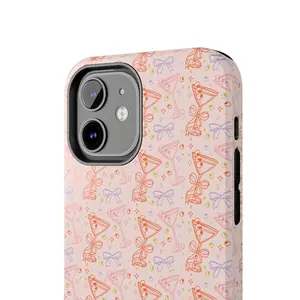 Martini Coquette Phone Case - Spring Design, Ultra-Durable, Waterproof, Y2K Pattern, Pink Bows, Espresso Martini y2cased vintage pattern cute aesthetic trendy iphone