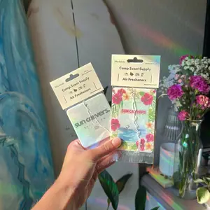 Sun Carvers Car Air Fresheners+ Piña Colada Essential Oil Freshie + Surf Crew and Tropical Watercolor Design