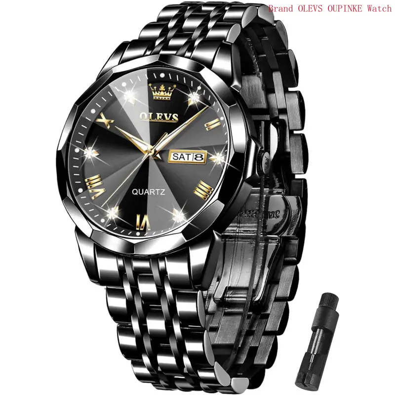 Brand OLEVS Men's Watch Ultra Thin Analog Watch Men Minimalist Wrist Watch Silver Stainless Steel Mesh Quartz Watches for Men Waterproof Dress Mens Watches with Date Black White Large Big Face Wristwatches