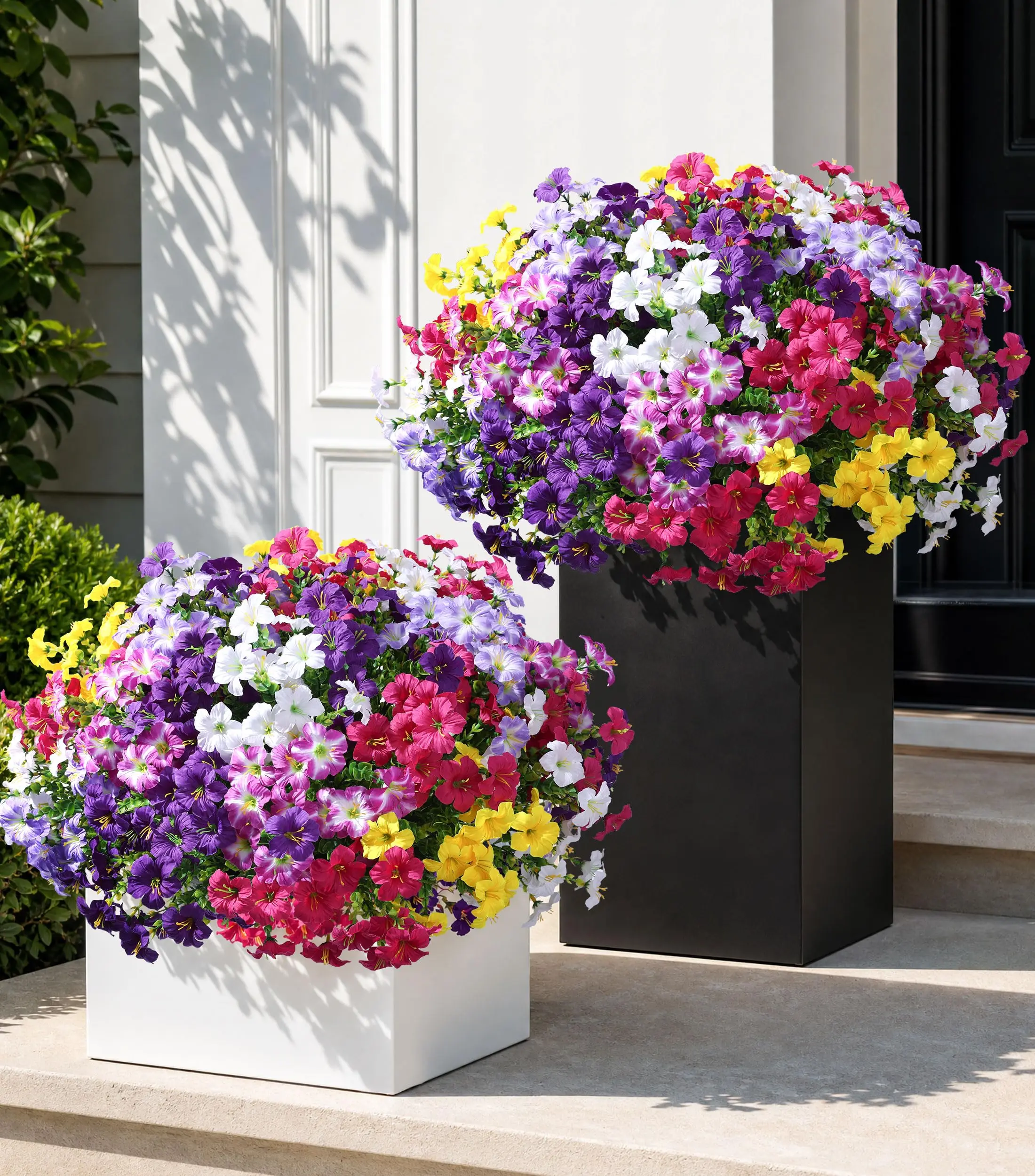 Ivydale Artificial Flowers for Outdoors Decoration, 20 Bundles White Faux Morning Glory with Eucalyptus Look Real UV Resistant Fake Plants Silk Flowers for Outside Yard Gardens Porch Patio Planter Home Urn