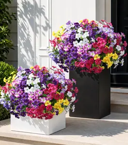Ivydale Artificial Flowers for Outdoors Decoration, 20 Bundles White Faux Morning Glory with Eucalyptus Look Real UV Resistant Fake Plants Silk Flowers for Outside Yard Gardens Porch Patio Planter Home Urn