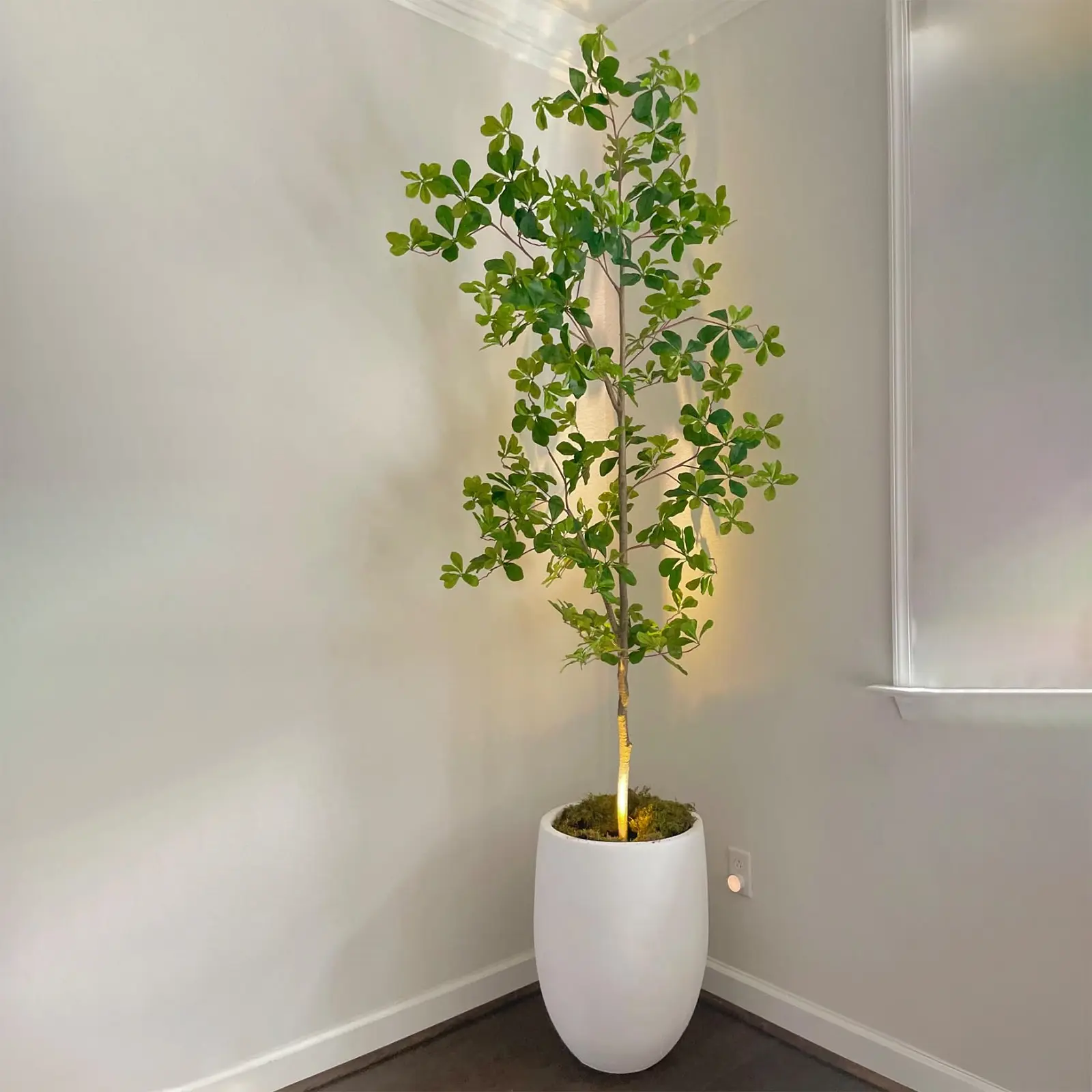 Bellacat Fake Olive Tree, 7ft-8ft Tall Potted Decorative Plant with Natural Trunk, Realistic Leaves & Pot, Natural Look Indoor/Outdoor Room Accessories for Home, Balcony Decor